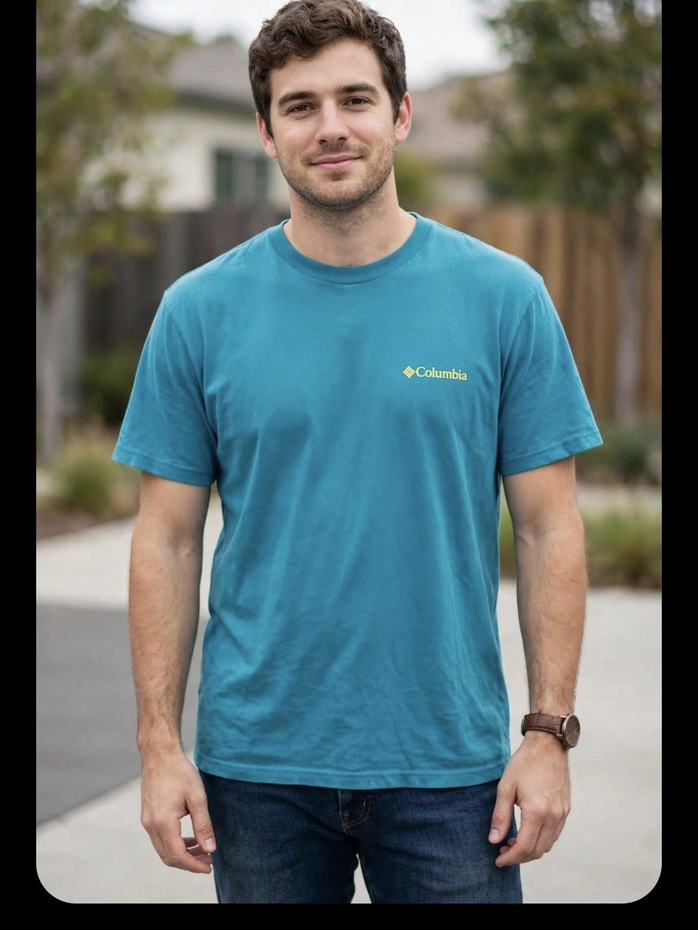 Columbia Men’s Teal Short-Sleeve Logo T‑Shirt